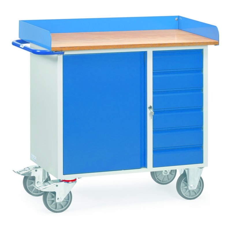 Fetra Werkstattwagen 12450 mit Abrollrand - Tragkraft 400kg TPE-Reifen