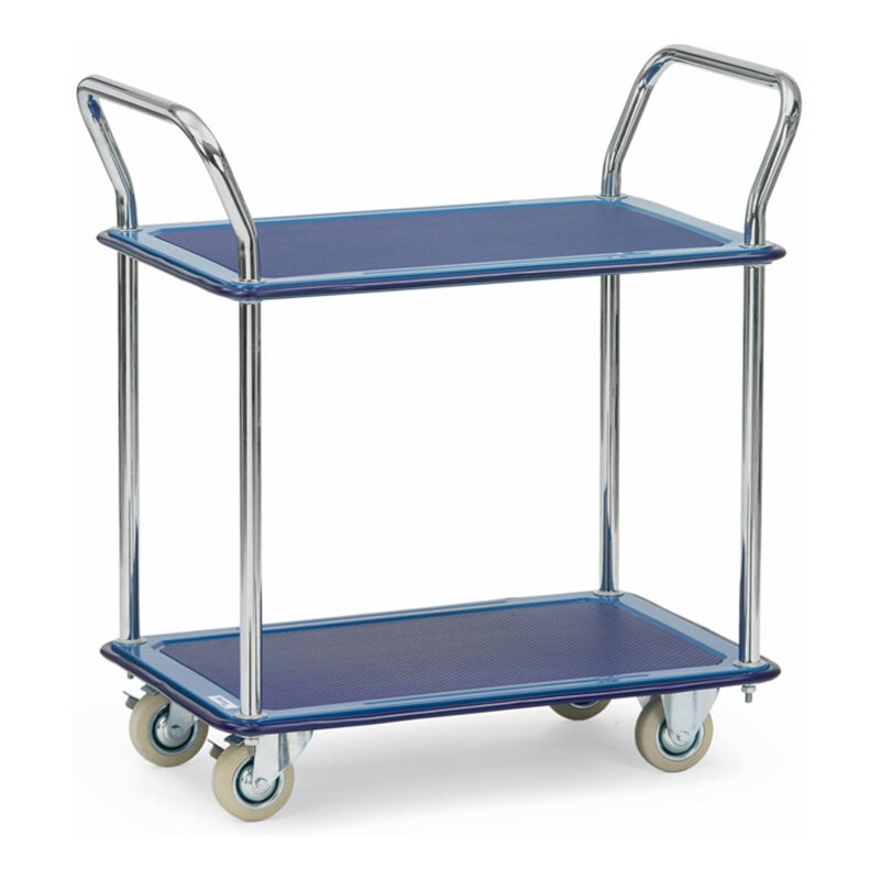 fetra Ganzstahlwagen 3112, Tragkraft 120kg Vollgummi-Reifen, 2 Etagen, 2 Schiebebügel