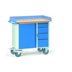 Fetra Werkstattwagen 12452 mit Abrollrand - Tragkraft 400kg TPE-Reifen