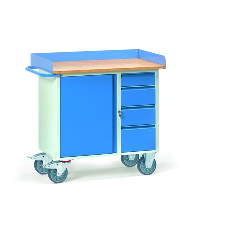 Fetra Werkstattwagen 12452 mit Abrollrand - Tragkraft 400kg TPE-Reifen