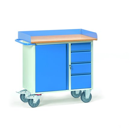 Fetra Werkstattwagen 12452 mit Abrollrand - Tragkraft 400kg TPE-Reifen