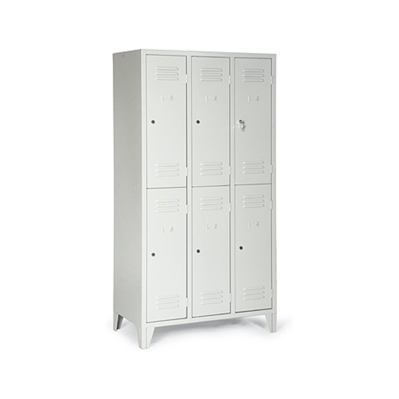 Classico Kleiderschrank mit Füßen doppelstöckig mit 6 Fächern Lichtgrau