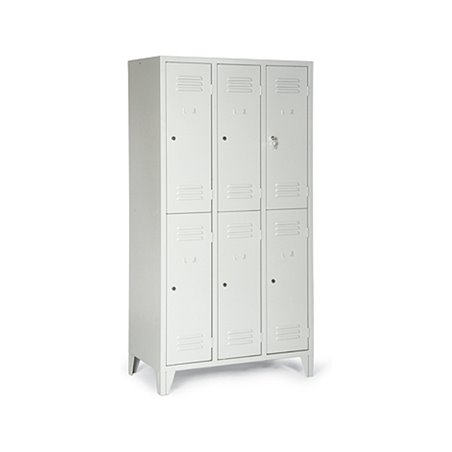 Classico Kleiderschrank mit Füßen doppelstöckig mit 6 Fächern Lichtgrau