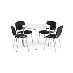 Taurotrade Tisch-Stuhl-Kombination Tisch ø1000mm + 4 x Konferenzstuhl verchromt