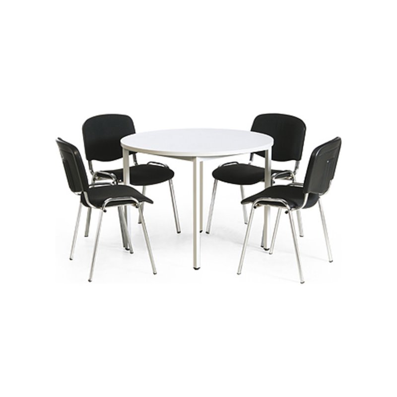 Taurotrade Tisch-Stuhl-Kombination Tisch ø1000mm + 4 x Konferenzstuhl verchromt