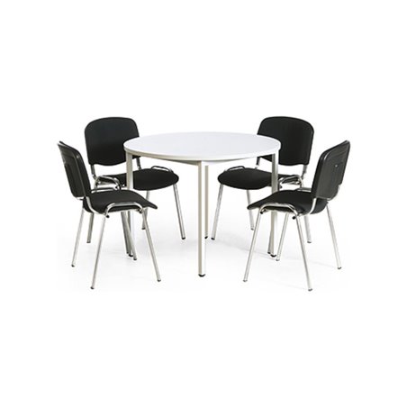 Taurotrade Tisch-Stuhl-Kombination Tisch ø1000mm + 4 x Konferenzstuhl verchromt