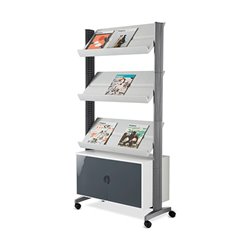 Paperflow Prospektständer Schrankfach fahrbar H 1675× B 830× T 385 mm Alufarben