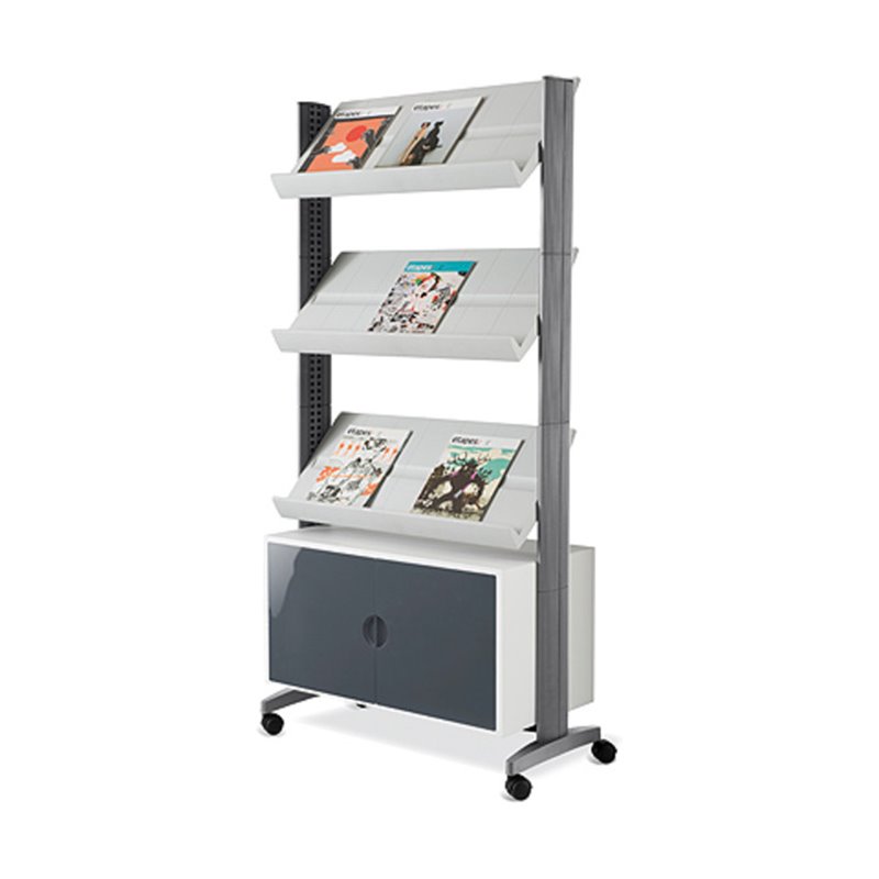 Paperflow Prospektständer Schrankfach fahrbar H 1675× B 830× T 385 mm Alufarben