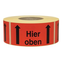 TransPak Warnetiketten 145x70 mm aus Papier mit Aufdruck ''Oben''