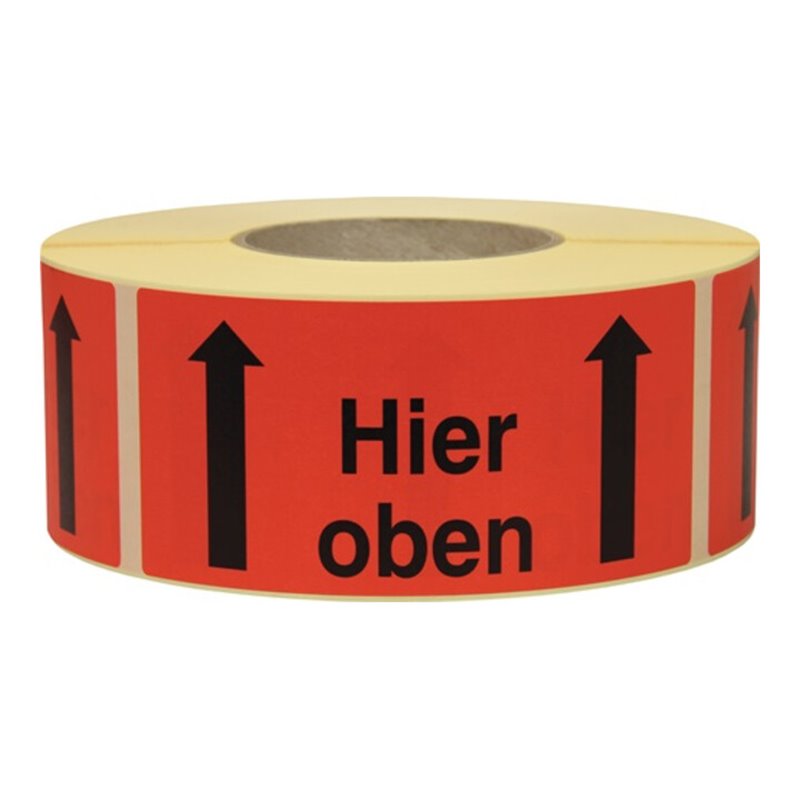 TransPak Warnetiketten 145x70 mm aus Papier mit Aufdruck ''Oben''