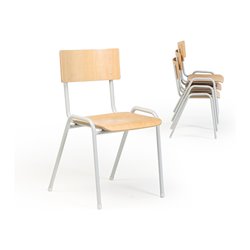 Taurotrade Stapelstuhl Serie ECO stapelbar Sitzfläche Buchensperrholz Lichtgrau