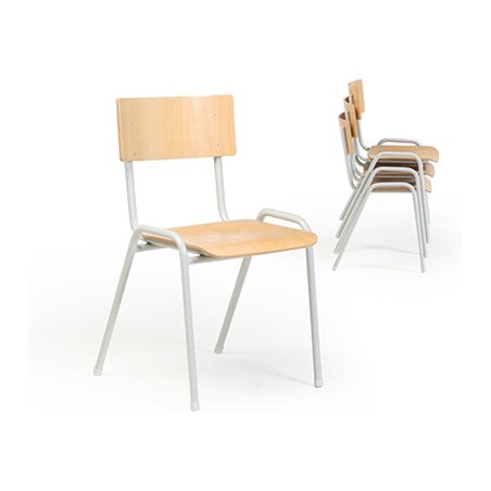 Taurotrade Stapelstuhl Serie ECO stapelbar Sitzfläche Buchensperrholz Lichtgrau