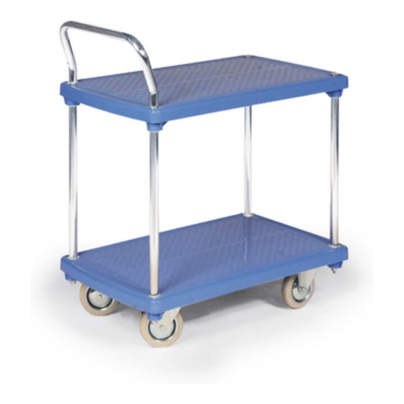 Taurotrade Tischwagen 200kg L 810 x B 500 x H 890 mm 2 Kunstst.-Ladeflächen Blau