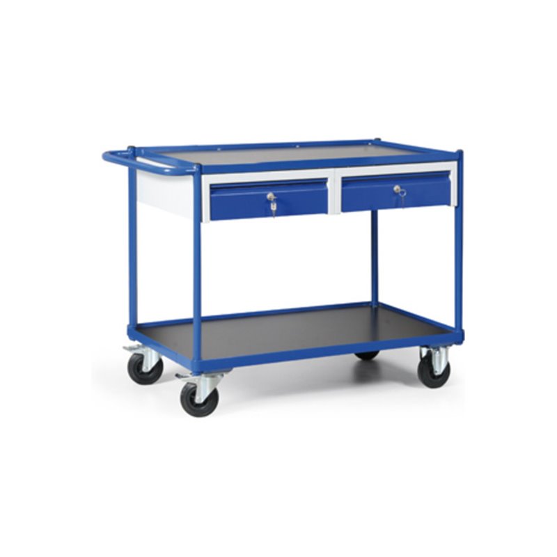 Tauroflex Werkstattwagen 250 kg mit 2 Schubladen Lichtgrau/Blau