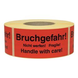 TransPak Warnetiketten 145x70 mm aus Papier mit Aufdruck ''Bruchgefahr''