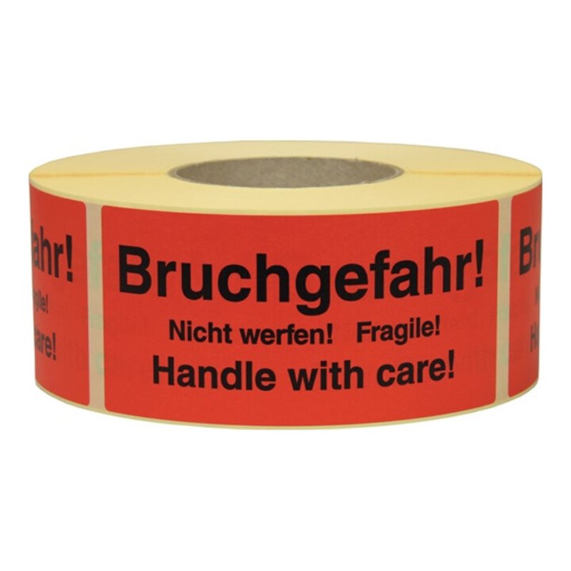 TransPak Warnetiketten 145x70 mm aus Papier mit Aufdruck ''Bruchgefahr''