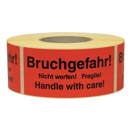 TransPak Warnetiketten 145x70 mm aus Papier mit Aufdruck ''Bruchgefahr''