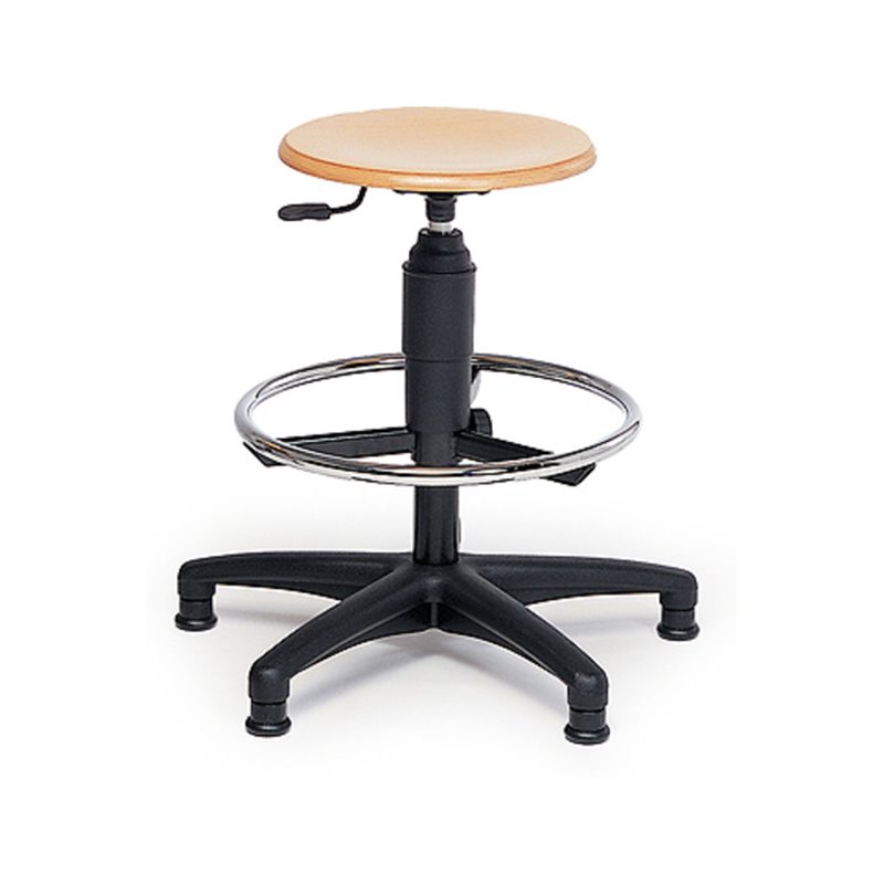 Taurosit Hocker mit Fußgleitern Höhe 590 - 840 mm Sitzronde Buchenholz