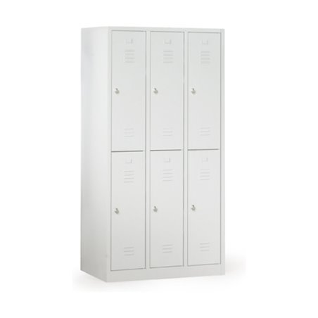 Taurotrade Kleiderschrank doppelstöckig Serie ECO Sockel 3 Abteile Lichtgrau