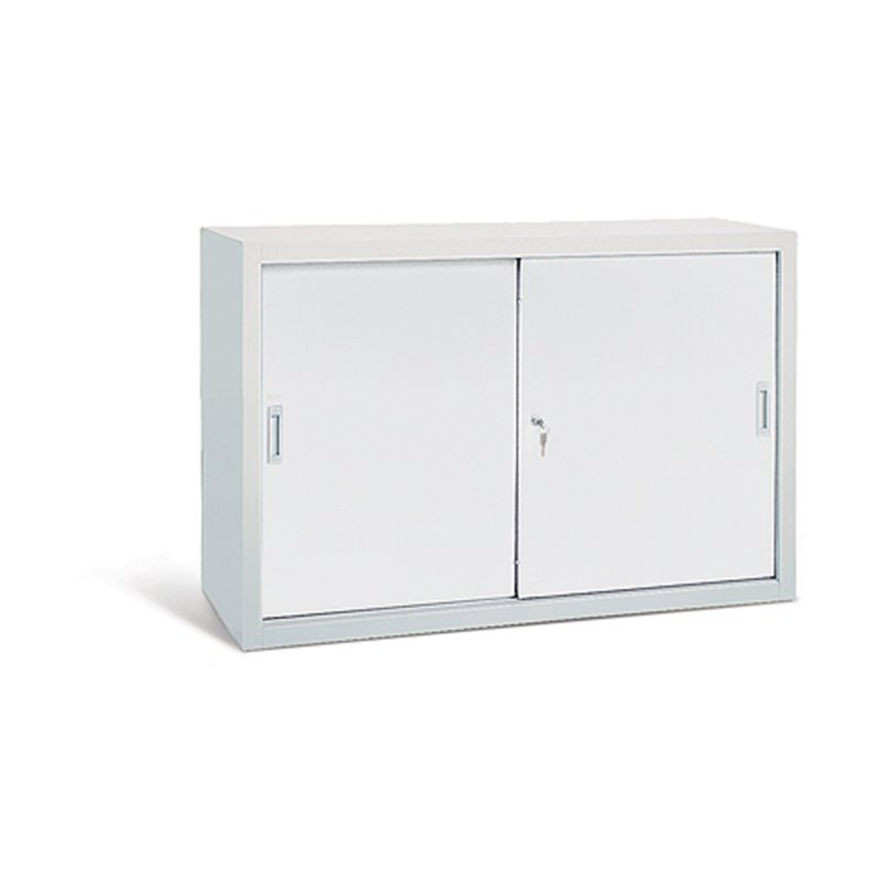 Taurotrade Werkzeugschrank mit Schiebetüren ECO 1 Fachboden verzinkt Lichtgrau