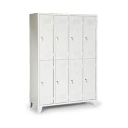 Classico Kleiderschrank mit Füßen doppelstöckig mit 8 Fächern Lichtgrau