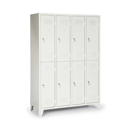 Classico Kleiderschrank mit Füßen doppelstöckig mit 8 Fächern Lichtgrau