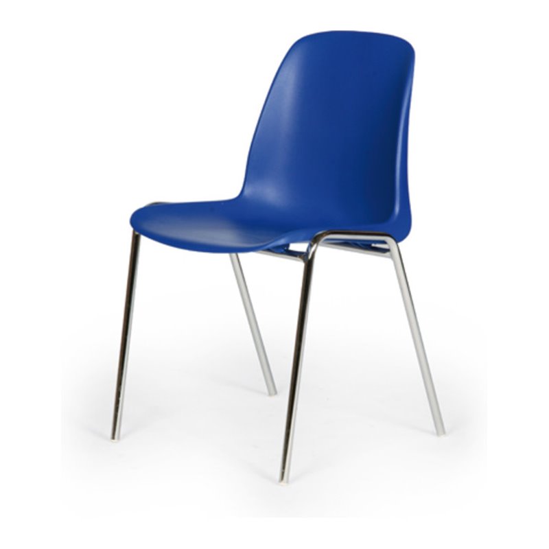 Taurotrade Kunststoff-Stapelstuhl stapelbar Gestell verchromtes Stahlrohr Blau