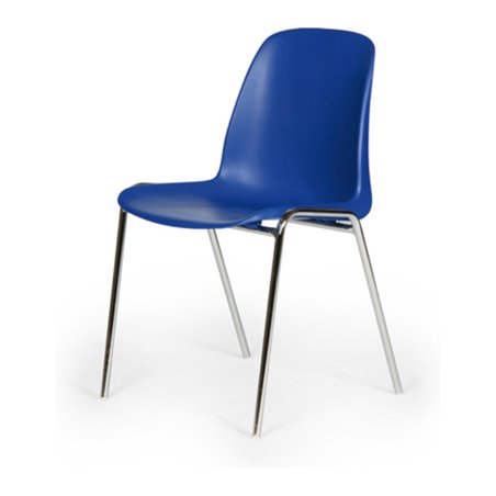 Taurotrade Kunststoff-Stapelstuhl stapelbar Gestell verchromtes Stahlrohr Blau