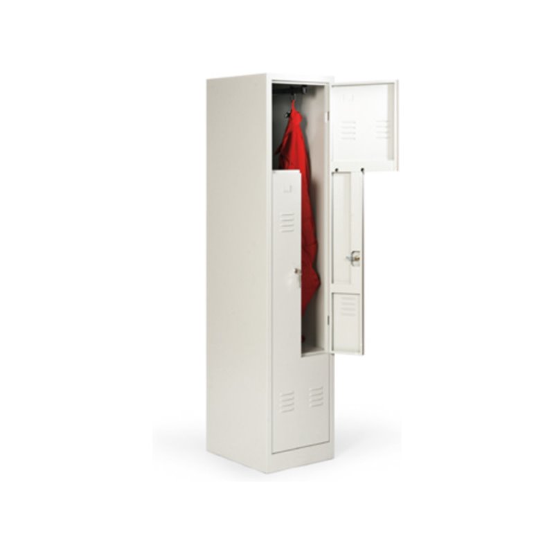 Taurotrade Z-Garderobenschrank Serie ECO auf Sockel 2 Abteile Lichtgrau