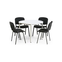 Taurotrade Tisch-Stuhl-Kombination Tisch ø1000mm + 4 x Konferenzstuhl Schwarz