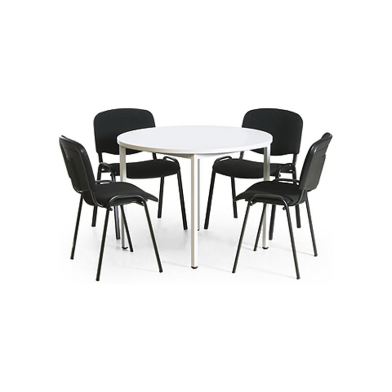 Taurotrade Tisch-Stuhl-Kombination Tisch ø1000mm + 4 x Konferenzstuhl Schwarz