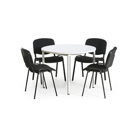 Taurotrade Tisch-Stuhl-Kombination Tisch ø1000mm + 4 x Konferenzstuhl Schwarz