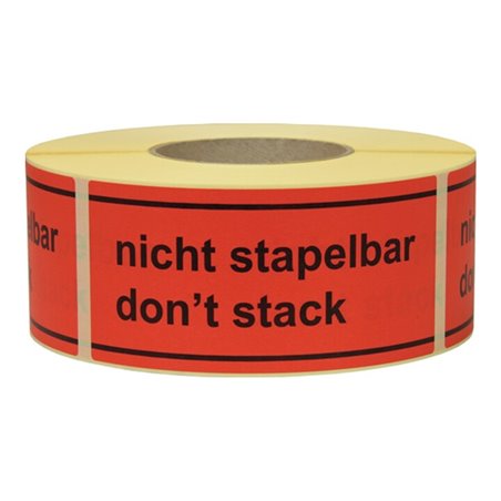 TransPak Warnetiketten 145x70 mm aus Papier ''Nicht stapelbar Don´t stack''
