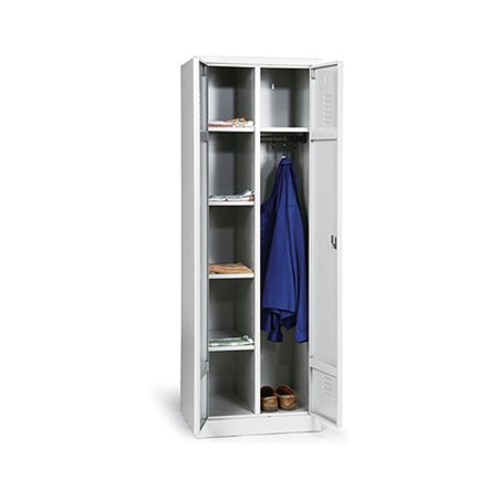 Taurotrade Kleider-Wäsche-Schrank Serie ECO auf Sockel mit 4 Fächern Lichtgrau