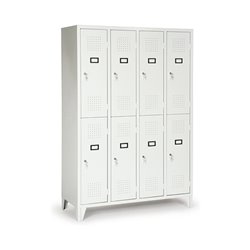 Portofino Kleiderschrank mit Füßen doppelstöckig mit 8 Fächern Lichtgrau