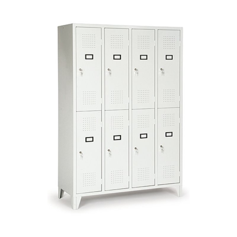 Portofino Kleiderschrank mit Füßen doppelstöckig mit 8 Fächern Lichtgrau