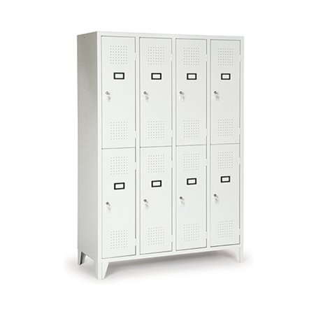 Portofino Kleiderschrank mit Füßen doppelstöckig mit 8 Fächern Lichtgrau