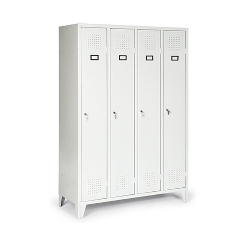 Portofino Kleiderschrank mit Füßen mit 4 Abteilen Abteilbreite 300 mm Lichtgrau