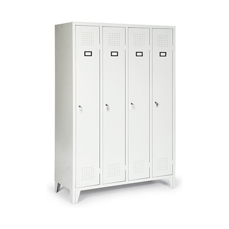 Portofino Kleiderschrank mit Füßen mit 4 Abteilen Abteilbreite 300 mm Lichtgrau