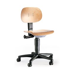 Taurosit Arbeitsstuhl mit Doppelrollen Höhe 420 - 550 mm Holz