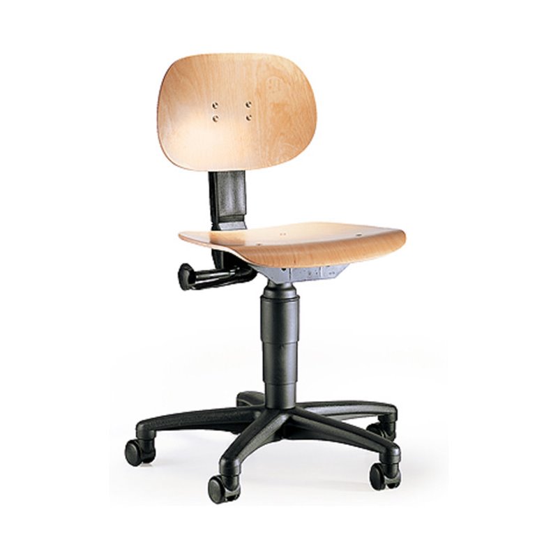Taurosit Arbeitsstuhl mit Doppelrollen Höhe 420 - 550 mm Holz