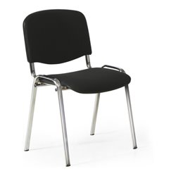 Taurosit Polsterstuhl stapelbar Bezug Schwarz Gestell verchromt