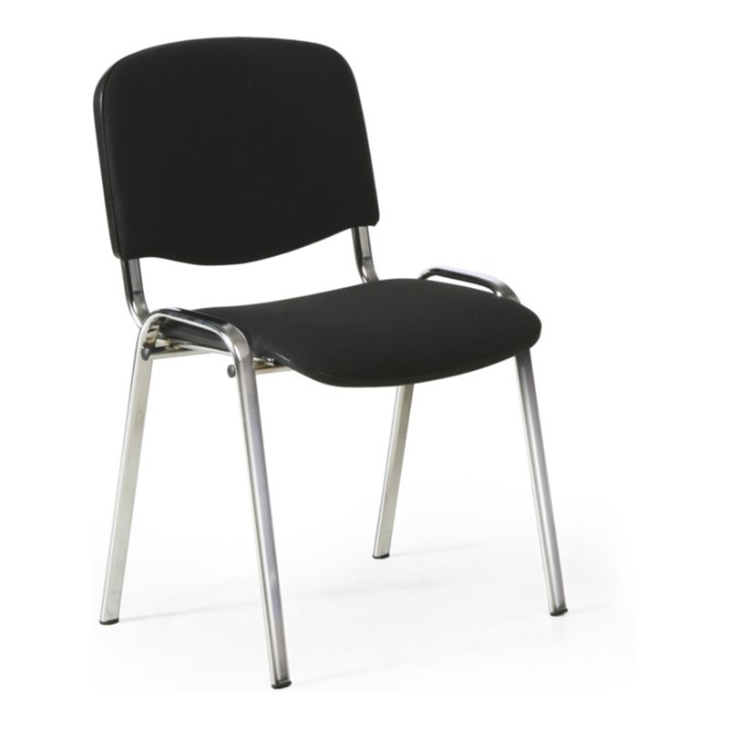 Taurosit Polsterstuhl stapelbar Bezug Schwarz Gestell verchromt