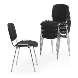 Taurosit Polsterstuhl stapelbar Bezug Schwarz Gestell verchromt