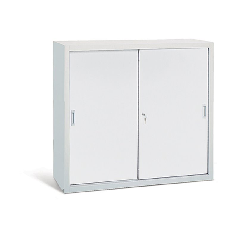 Taurotrade Werkzeugschrank mit Schiebetüren ECO 2 Fachböden verzinkt Lichtgrau