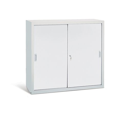 Taurotrade Werkzeugschrank mit Schiebetüren ECO 2 Fachböden verzinkt Lichtgrau