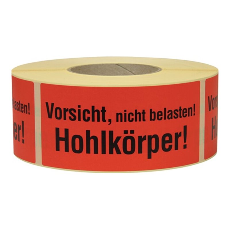 TransPak Warnetiketten 145x70 mm aus Papier ''Vorsicht Hohlkörper''