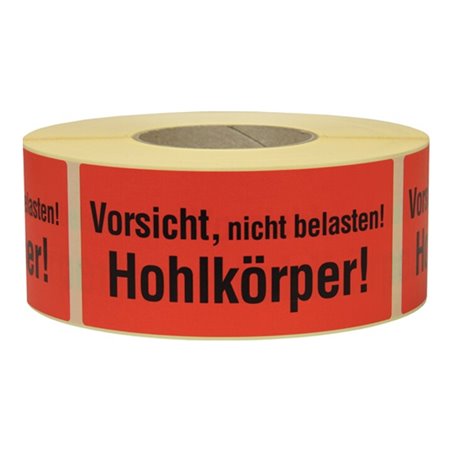 TransPak Warnetiketten 145x70 mm aus Papier ''Vorsicht Hohlkörper''