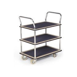 Taurotrade Stahlblech-Etagenwagen 120kg 3 Ladeflächen und 2 Schiebebügeln grau