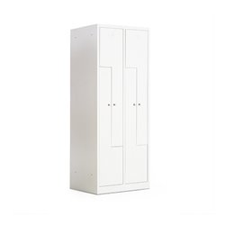 Taurotrade Z-Garderobenschrank Serie ECO auf Sockel 4 Abteile Lichtgrau
